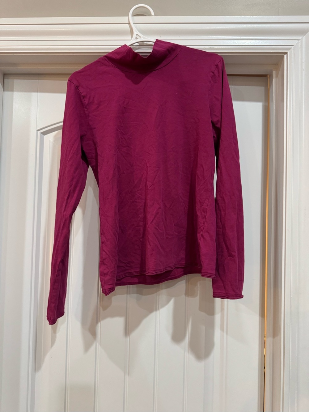 Anthropologie Long-Sleeve Mock Neck Top - Berry Pink